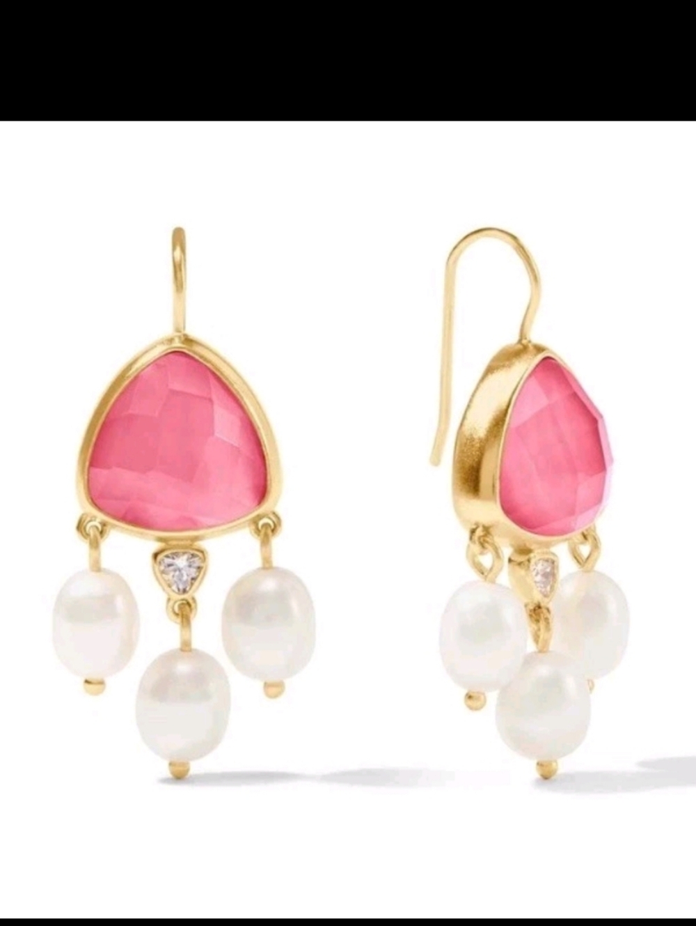 Authentic Julie Vos Coral Earrings With Pearls Aquitaine 18k Yellow Gold Plated